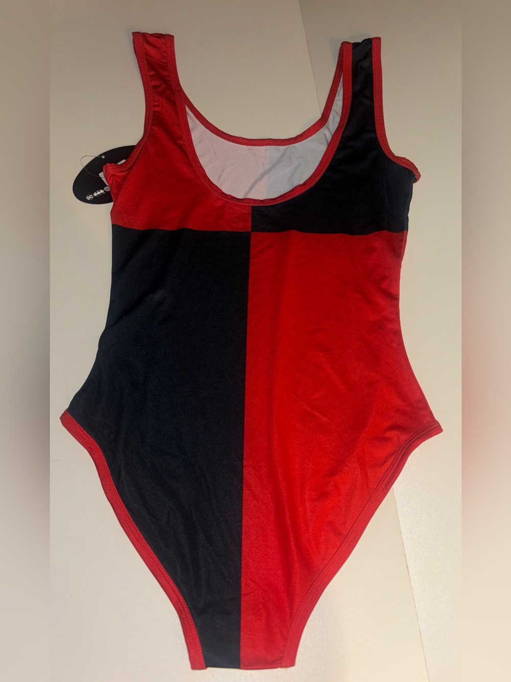 Batman Harley Quinn Red and Black Sexy One-Piece Body Suit Size Small